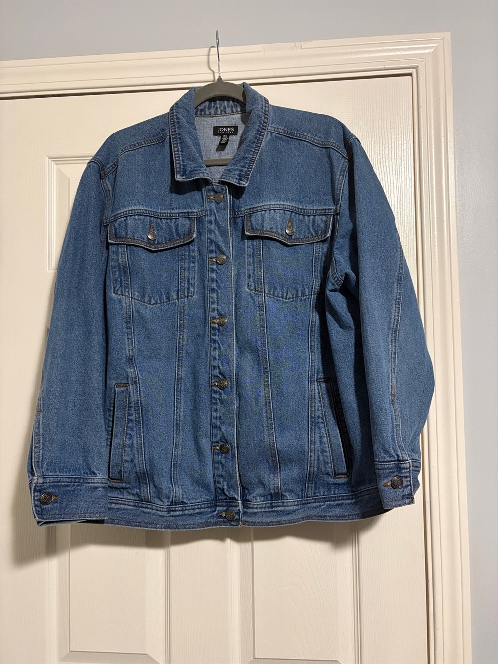 Hand Painted Denim Jacket With Stained Glass Look and Crow
